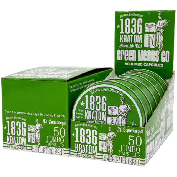 Steding & Sons _ 1836 Kratom _ 50 Jumbo Capsules _ Green Means Go - The Plug Distribution