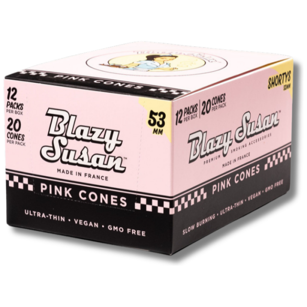 Blazy Susan 20ct Pink Cones Shortys 53mm 12pk- The Plug Distribution