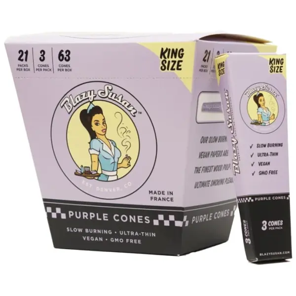 Blazy Susan 3ct Purple Cones King Size 21pk2- The Plug Distribution