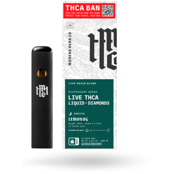 Modern Herb Co THCa Disposable Live Resin Liquid Diamonds_ Lemon OG (Indica) - 1g - The Plug Distribution