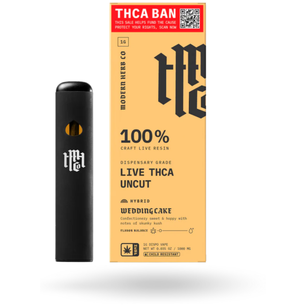 Modern Herb Co THCa Live Resin Disposable Uncut_ Wedding Cake (Hybrid) - 1g - The Plug Distribution
