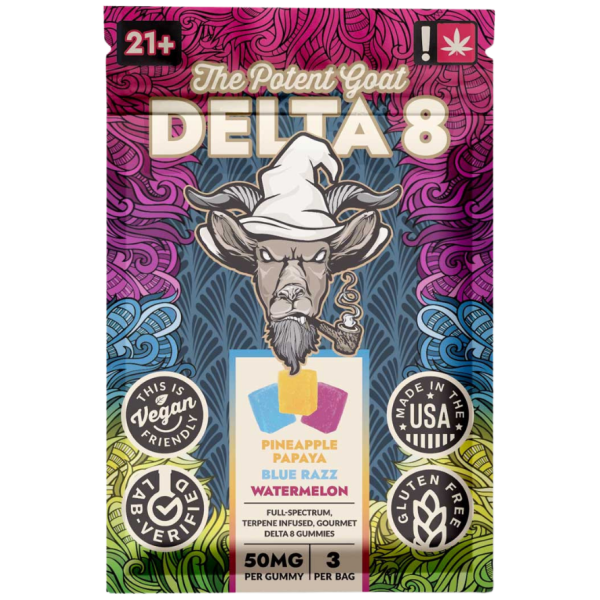 The Potent Goat Delta 8 Gummies - 3 Count Pack (40MG Delta 8 10MG CBD) - The Plug Distribution