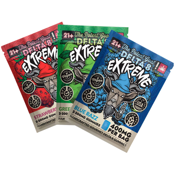 The Potent Goat Gummies Delta 8 Extreme 400mg 2 Pack 30 count tub - The Plug Distribution