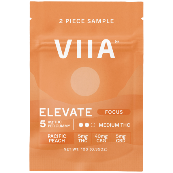 VIIA Gummies THC + CBG + CBD Elevate Focus Trial Size Pacific Peach - The Plug Distribution